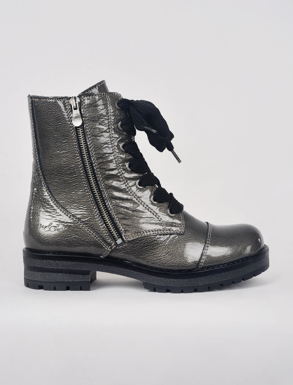 Paulie Patent Boot, Pewter
