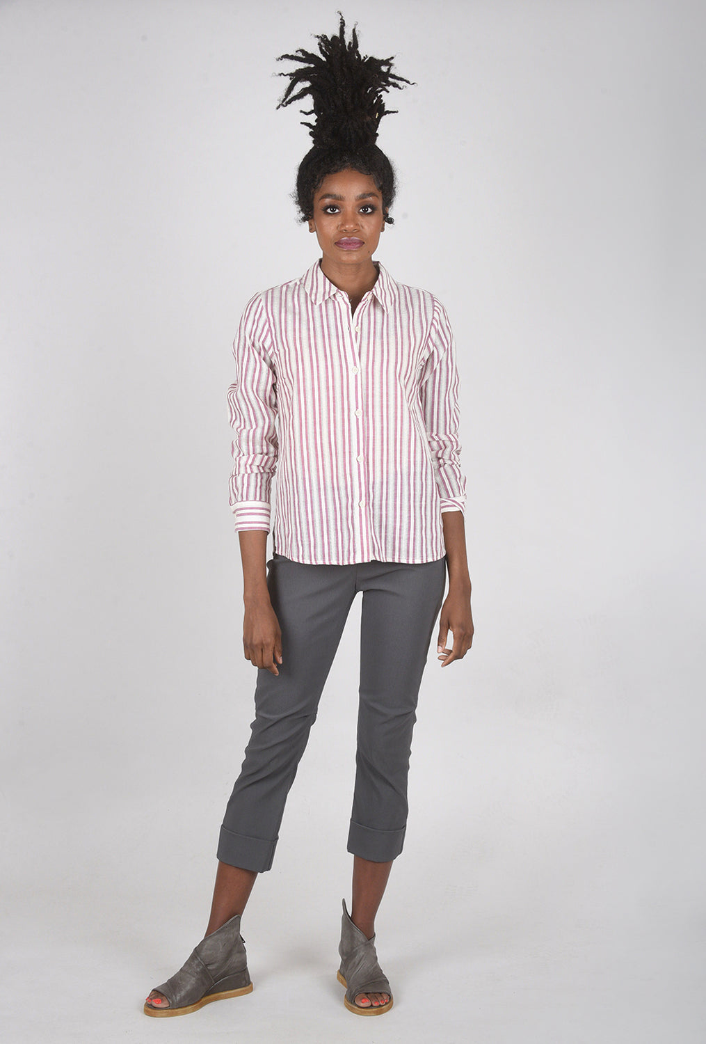 Stripe Button-Down Shirt, Ivory