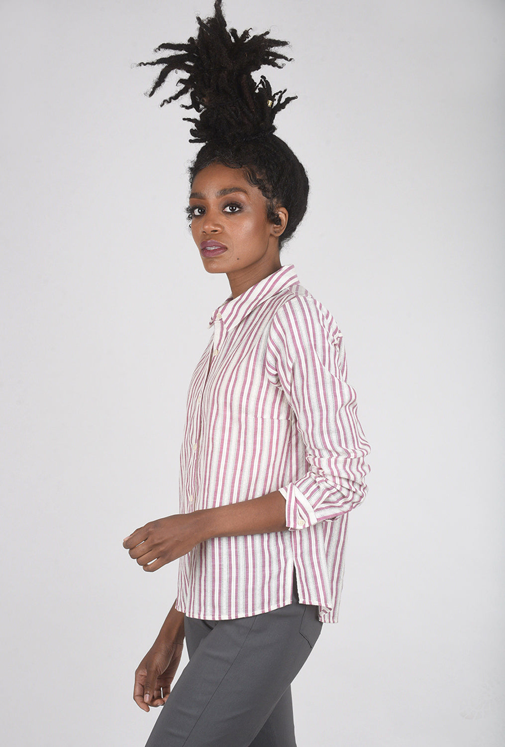 Stripe Button-Down Shirt, Ivory