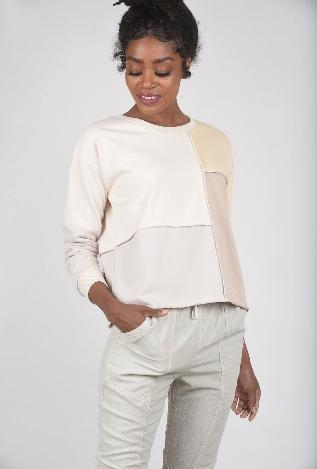 Color Block Sweatshirt, Cream Multi