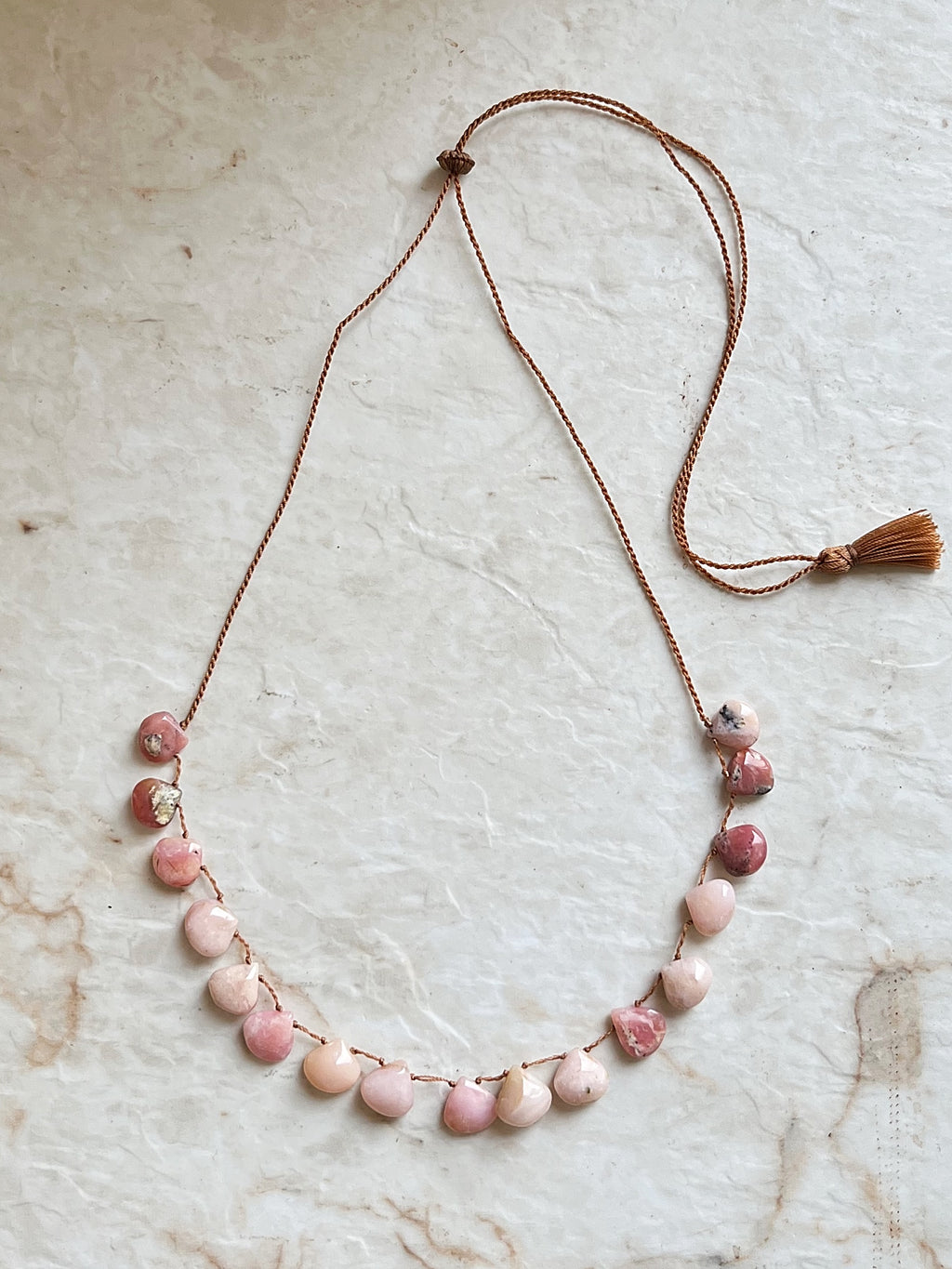 Pink Opal Tassel Necklace