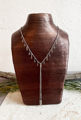 Diamond Lariat Necklace, Silver