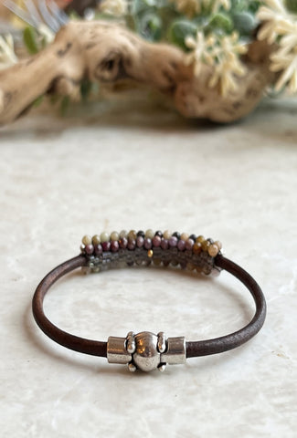Sapphire Gemstone Leather Bracelet