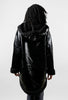 Sherpa-Lined Faux Leather Coat, Black