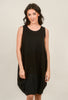 Linen Inset Bubble Dress, Black