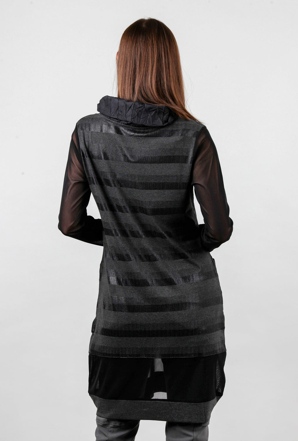 Flap Pocket Shimmer-Stripe Dress, Black