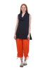 Mesh-Hem Linen Crop Pant, Orange