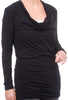 Shirred Cowl-Neck Dress, Black