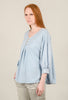 Puff-Sleeve Mineral Wash Top, Frosty Blue