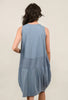 Linen Inset Bubble Dress, Denim