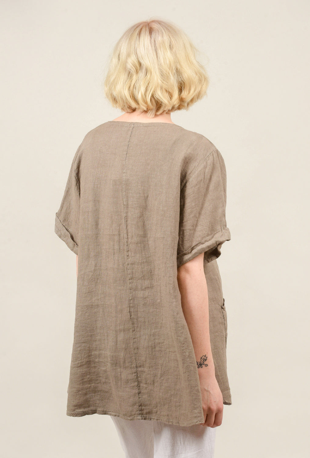 Two-Pocket Linen Top, Sand