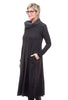 Contrast Cowl Dress, Anthracite