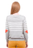 Stripe Heart Elbow Sweater, Gray
