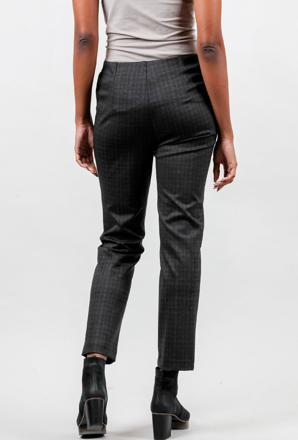 Check Pattern Ankle Pant, Charcoal