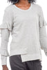 Twisted Ruffle Sleeve Sweatshirt, Gray