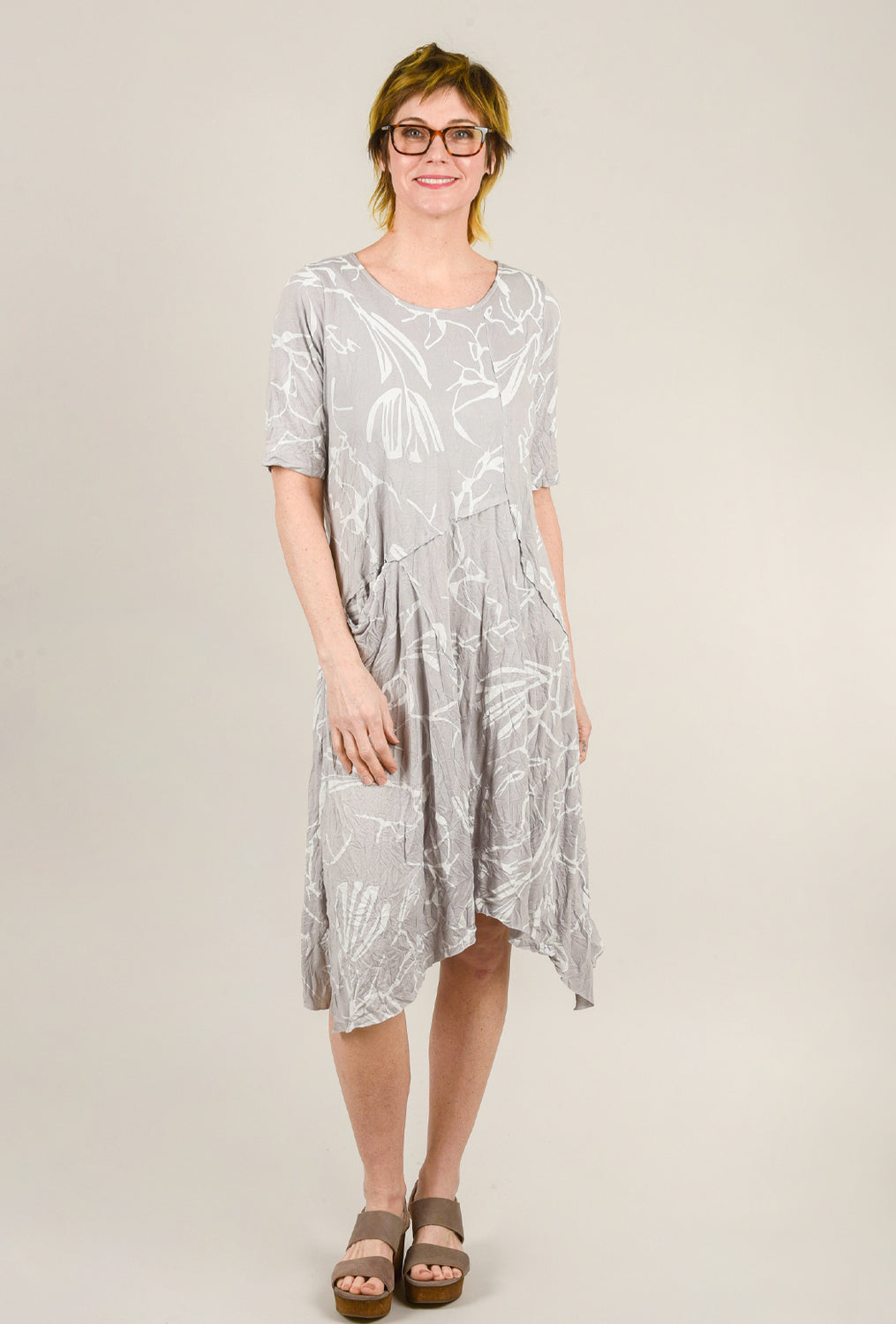 Gabriella Diagonal Pocket Dress, Mist