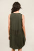 Linen Inset Bubble Dress, Charcoal