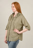 Linen Roll-Sleeve Hoodie, Taupe