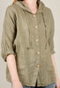 Linen Roll-Sleeve Hoodie, Taupe