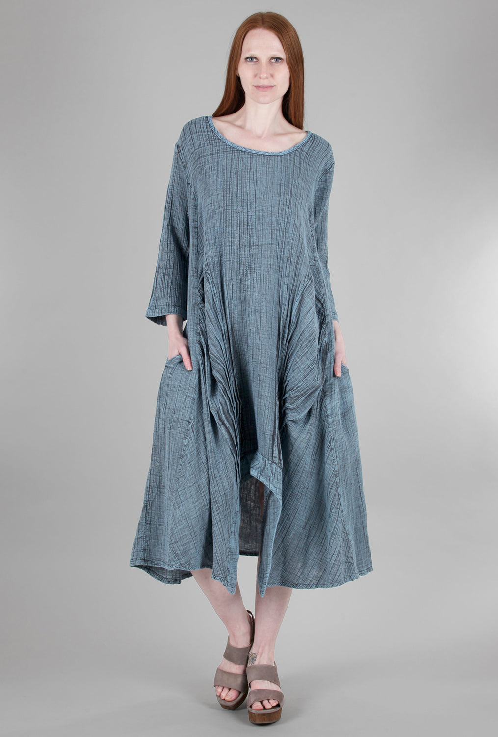 Pleat-Detail Lexi Dress, Stormy Blue