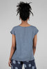 Linen Mao-Collar Top, Indigo