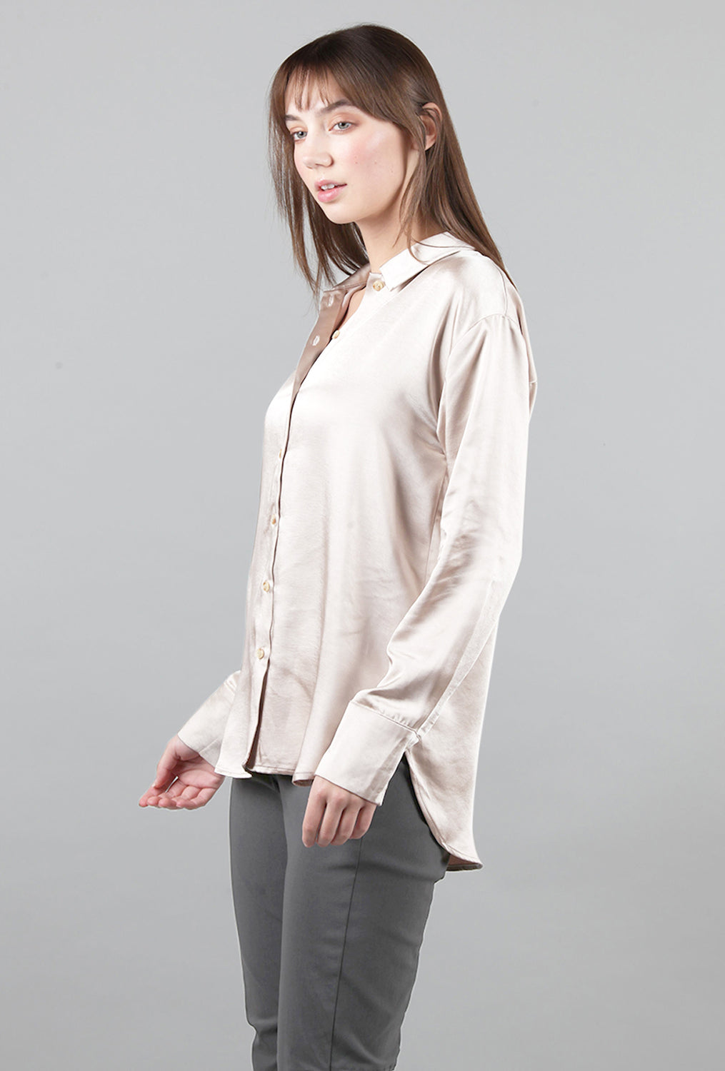 Silky Relaxed Shirt, Champagne