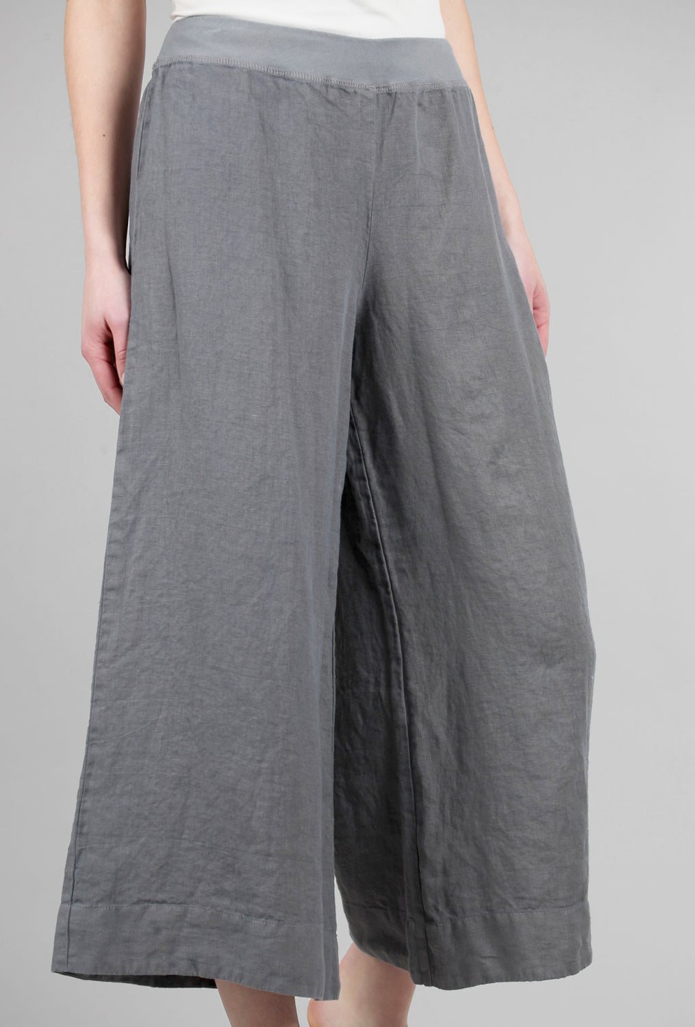 Solid Linen Crop Pant, Cobblestone Gray