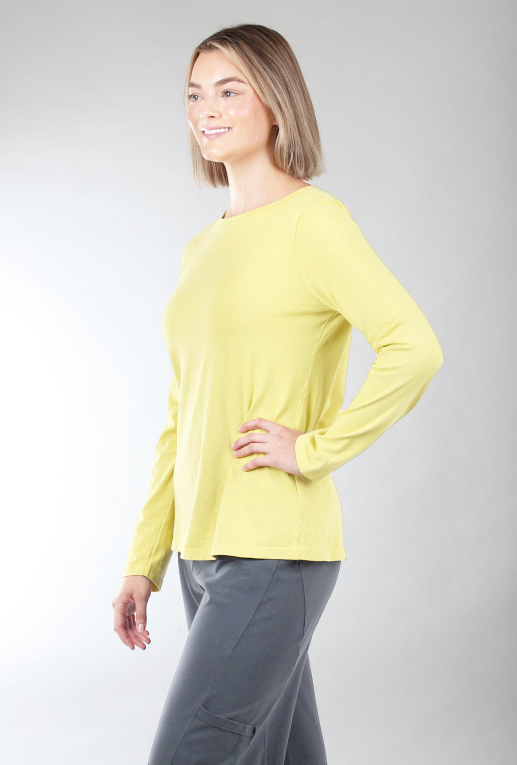 Basic L/S Boatneck Tee, Chartreuse