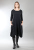 3/4-Sleeve Tulip Dress, Black