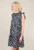 Spotted Tiered Dress, Navy