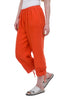 Mesh-Hem Linen Crop Pant, Orange