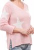 Cotton Hailey Star V Sweater, Pink