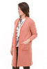 Terry Open Front Long Cardigan, Red Jasper