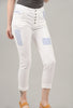 Patchwork Button-Fly Pants, White
