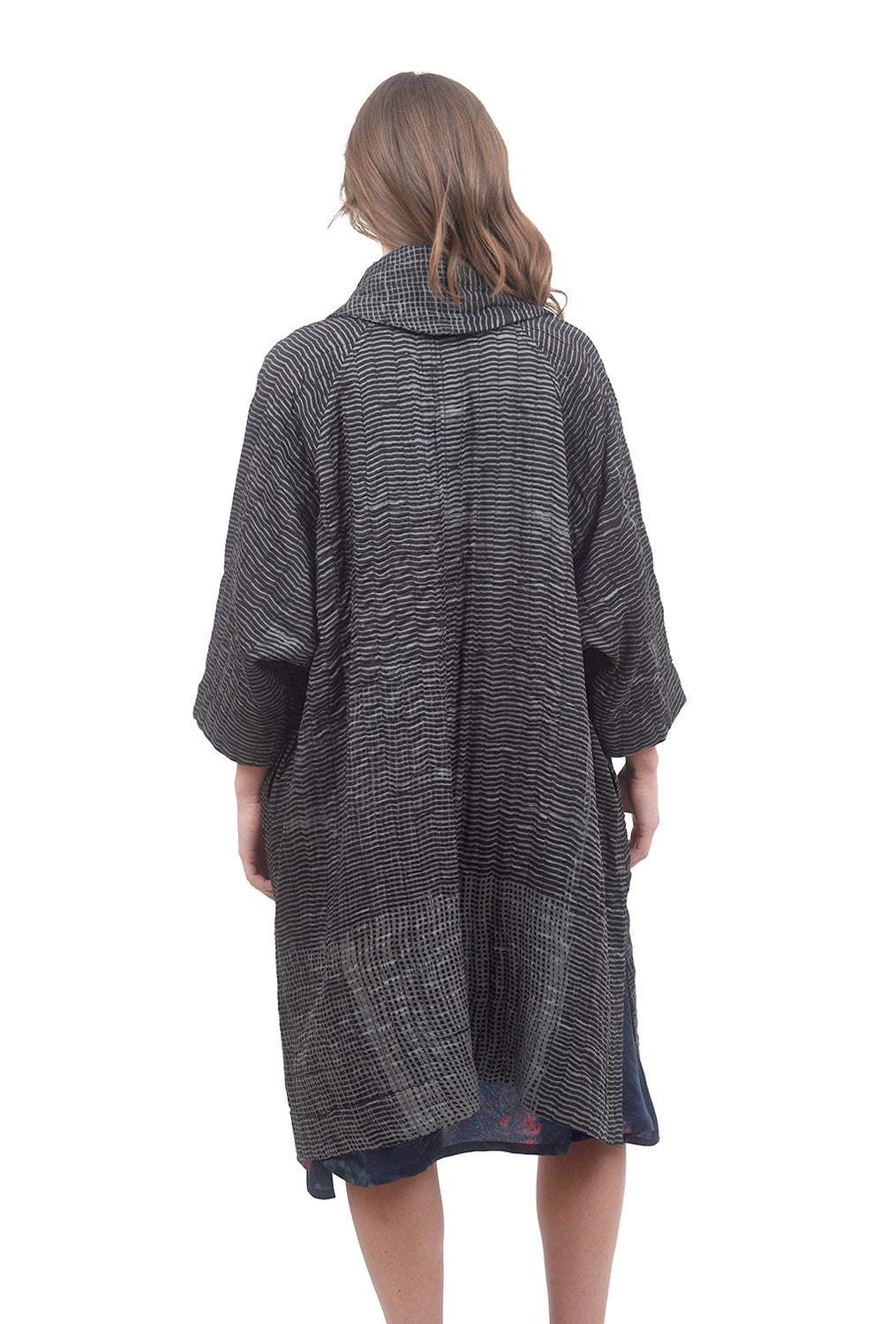 Cocoon Shibori Coat, Charcoal Gray