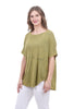 Mineral-Wash Button Top, Olive