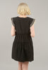 Embroidered-Bib Tiered Dress, Black
