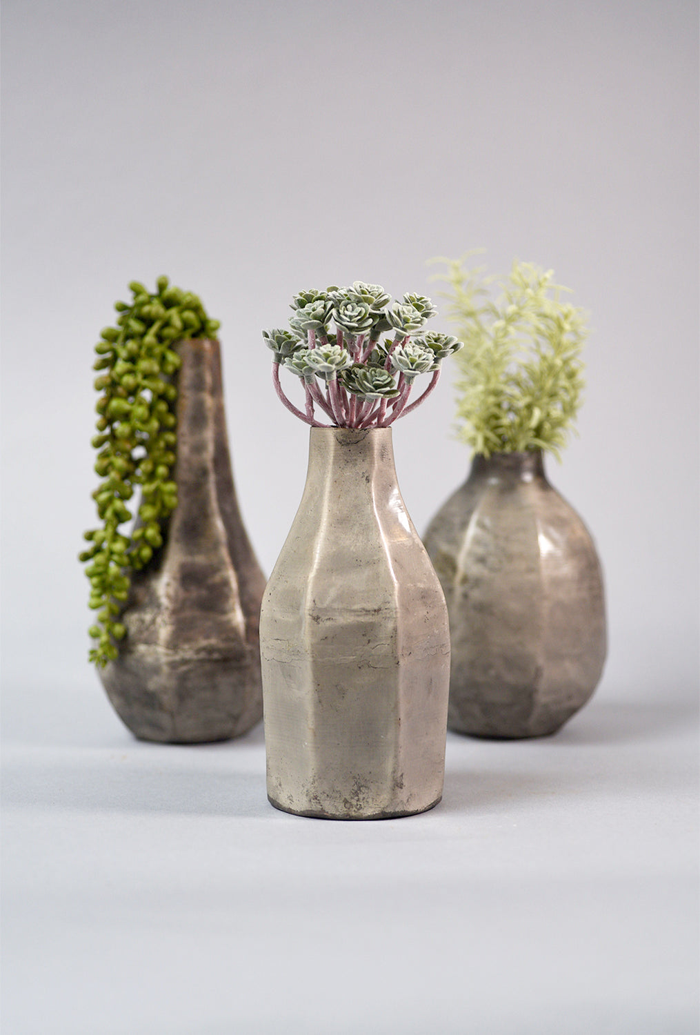 Iron Vase, Teardrop, Large, Antique Silver