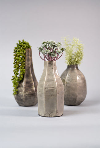 Iron Vase, Small, Antique Silver