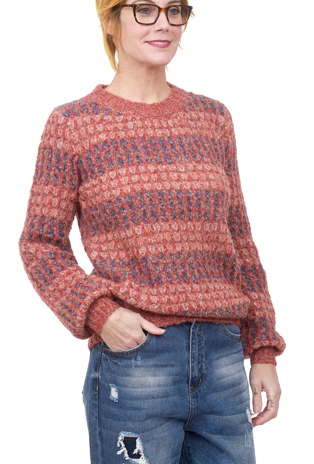 Striped Woolly Sweater, Red