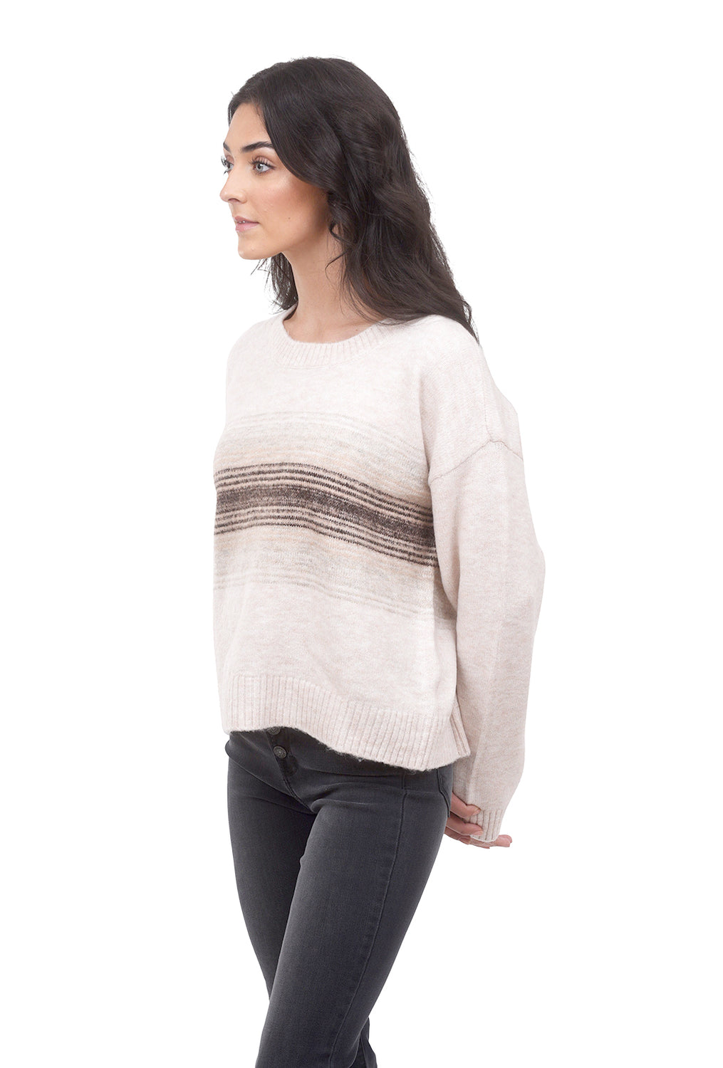 Thin Center-Stripe Sweater, Blush