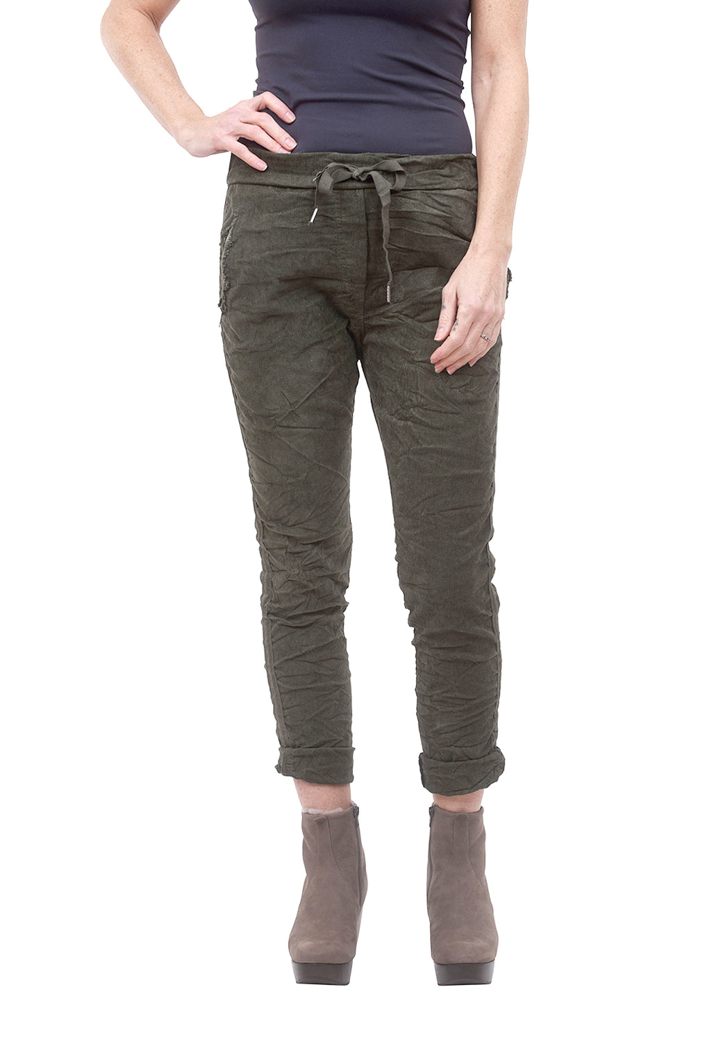 Ribbon Side Corduroy Joggers, Forest