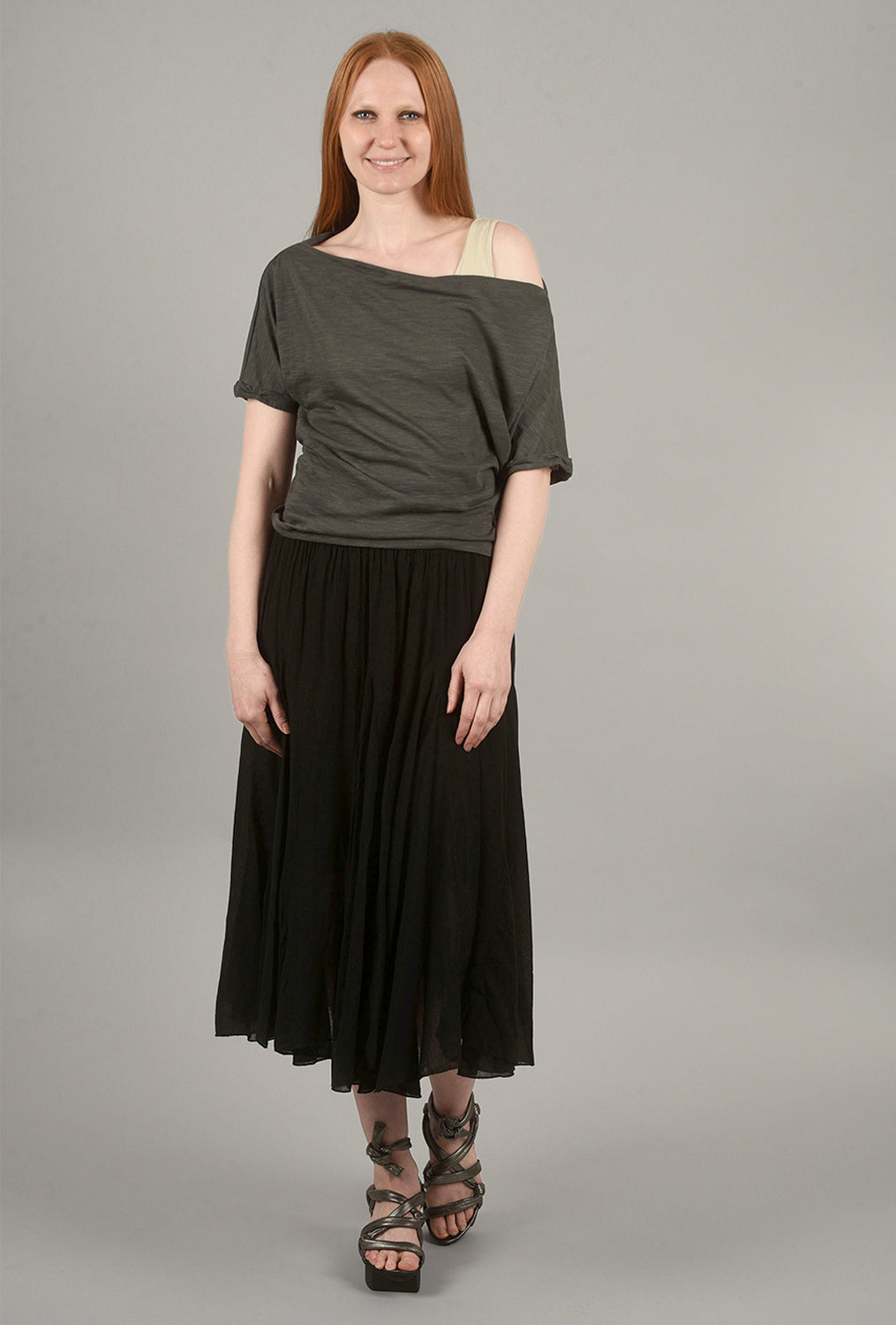 Full Midi Skirt, Black