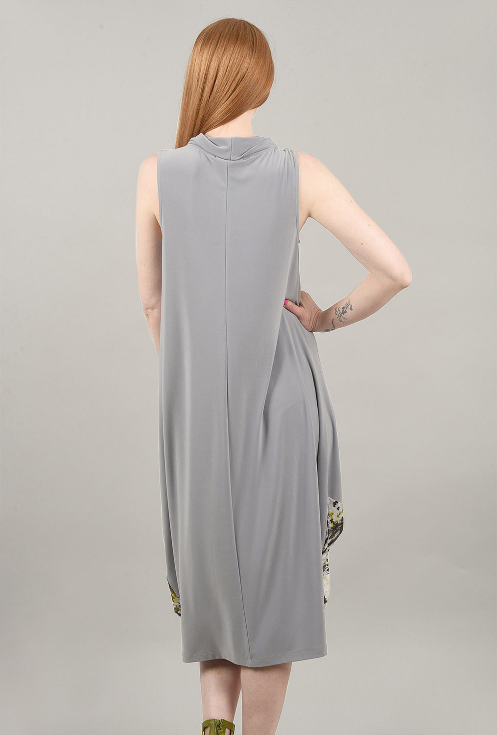 Contrast Panel Agda Dress, Silver