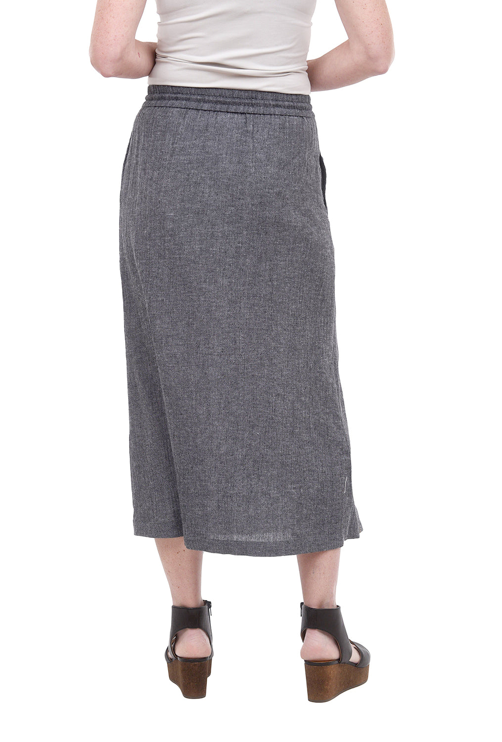 Double Slit Drawstring Skirt, Charcoal