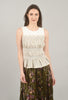 Smocked-Front Mix-Media Top, Taupe
