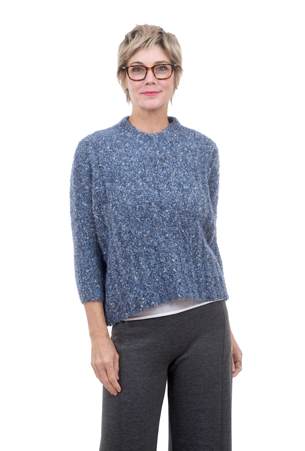 Saskia Boucle Sweater, Jean Blue