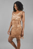 Short Tattered-Tiers Dress, Brown