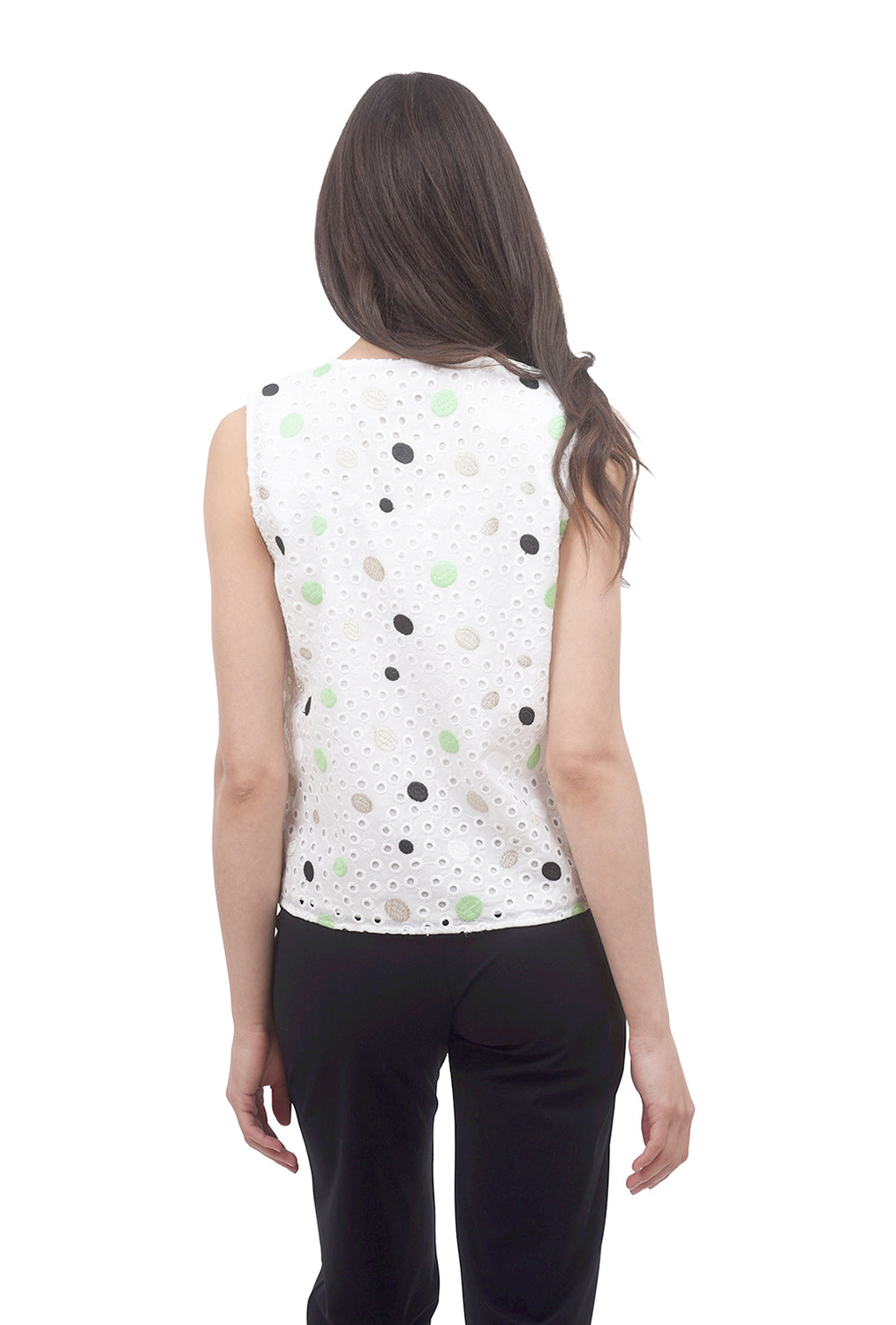 Embroidered Dots Tank, White