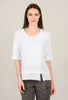 Elbow-Sleeve Side-Seamed Top, White